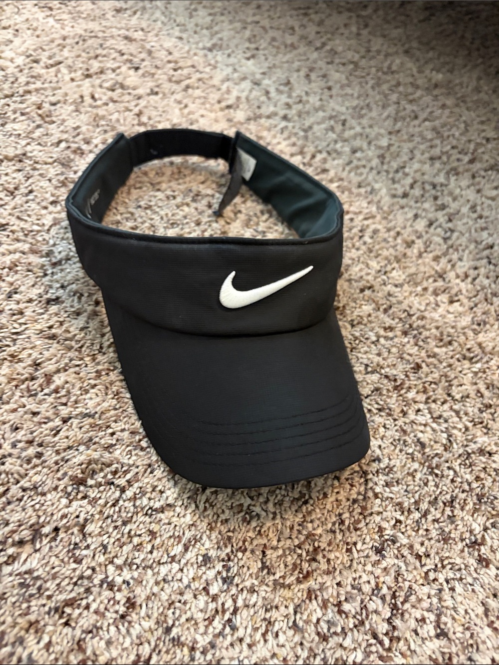 Nike Black Visor with White Swoosh Logo